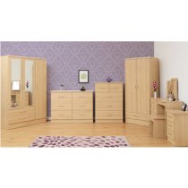 Mark Wooden Wardrobe With 3 Doors 2 Drawers In Sonoma Oak