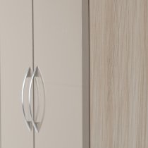 Mark Oak Wooden Wardrobe With 4 Doors Oyster Gloss Front