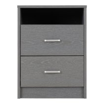 Earth Wooden Bedside Cabinet With 2 Drawers In Grey