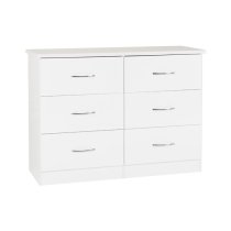 Mark Wooden Chest Of 6 Drawers With White Gloss Front In Oak