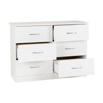 Mark Wooden Chest Of 6 Drawers With White Gloss Front In Oak