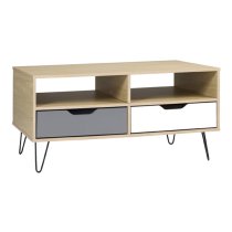 Baucom Oak Effect 2 Drawers Coffee Table In White And Grey