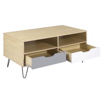 Baucom Oak Effect 2 Drawers Coffee Table In White And Grey