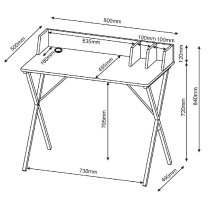 Leith Wooden Laptop Desk With 2 Shelves In Oak And Grey