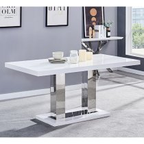 Candice White High Gloss Dining Table With 6 Opal Grey Chairs