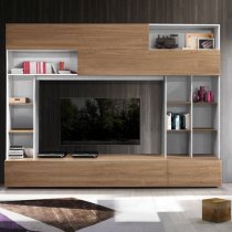 Pandora Large Entertainment Unit In White And Stelvio Walnut