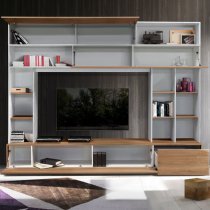 Pandora Large Entertainment Unit In White And Stelvio Walnut