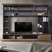 Pandora Large Entertainment Unit In Oxide And Stelvio Walnut