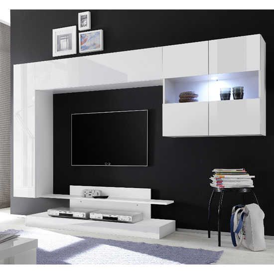 Iris Wall Entertainment Unit In White High Gloss