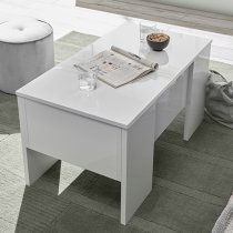 Taze Lift-Up Storage Coffee Table In White High Gloss