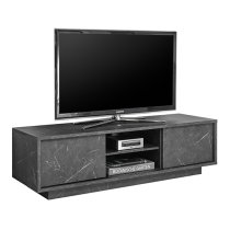 Corvi TV Stand In Black Marble Effect With 2 Doors And 1 Shelf