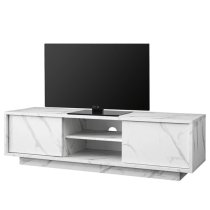 Corvi TV Stand In White Marble Effect With 2 Doors And 1 Shelf