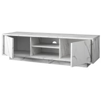 Corvi TV Stand In White Marble Effect With 2 Doors And 1 Shelf