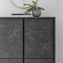 Corvi Wooden Highboard In Black Marble Effect With 4 Doors