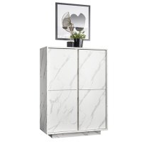 Corvi Wooden Highboard In White Marble Effect With 4 Doors