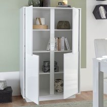 Iconic Wooden Highboard In White High Gloss With 4 Doors