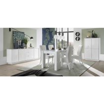 Iconic Wooden Highboard In White High Gloss With 4 Doors