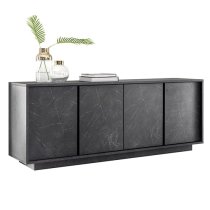 Corvi Wooden Sideboard In Black Marble Effect With 4 Doors