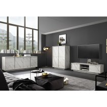 Corvi Wooden Sideboard In White Marble Effect With 4 Doors