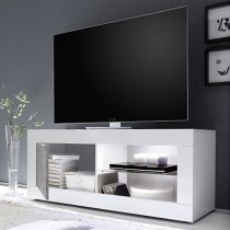 Taylor 1 Door TV Stand In White High Gloss And Cement Effect