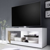 Taylor Wooden 1 Door TV Stand In White High Gloss And Pero