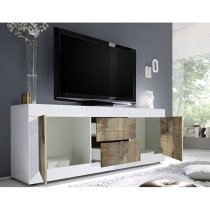 Taylor High Gloss TV Sideboard In White High Gloss And Pero