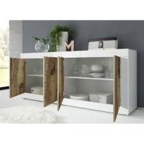 Taylor Wooden 4 Doors Sideboard In White High Gloss And Pero