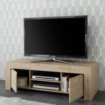 Carney Contemporary TV Stand In Cadiz Oak With 2 Doors