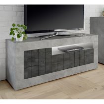 Nitro LED 3 Door Wooden TV Stand In Cement Effect And Oxide