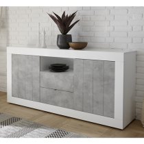 Nitro LED 2 Door 2 Drawer White Gloss Sideboard In Cement