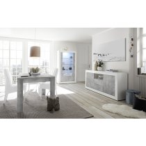 Nitro LED 2 Door 2 Drawer White Gloss Sideboard In Cement