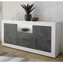 Nitro LED 2 Door 2 Drawer White Gloss Sideboard In Oxide