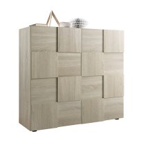 Aleta Wooden Highboard In Sonoma Oak With 2 Doors