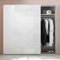 Soxa Wooden Sliding Door Wardrobe In Serigraphed White