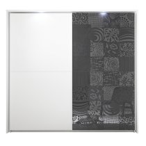 Soxa LED Wooden Sliding Door Wardrobe In Serigraphed Grey