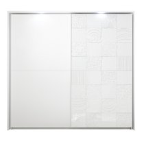 Soxa LED Wooden Sliding Door Wardrobe In Serigraphed White