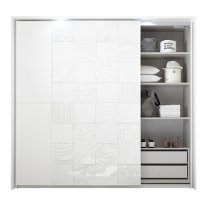 Soxa LED Wooden Sliding Door Wardrobe In Serigraphed White