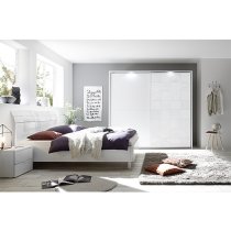 Soxa LED Wooden Sliding Door Wardrobe In Serigraphed White