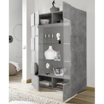 Aleta Wooden Display Cabinet In Concrete With 2 Doors