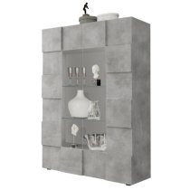 Aleta Wooden Display Cabinet In Concrete With 2 Doors