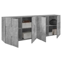 Aleta Wooden Sideboard In Concrete With 4 Doors