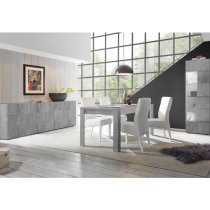 Aleta Wooden Sideboard In Concrete With 4 Doors