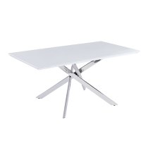 Petra Large Glass Top High Gloss Dining Table In White