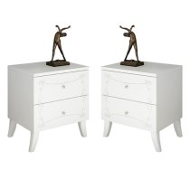 Lerso Serigraphed White Wooden Nightstands In Pair