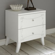 Lerso Serigraphed White Wooden Nightstands In Pair