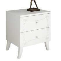 Lerso Serigraphed White Wooden Nightstands In Pair