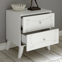 Lerso Serigraphed White Wooden Nightstands In Pair