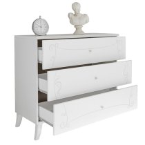 Lerso Wooden Chest Of Drawers In Serigraphed White