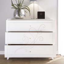 Nevea Wooden Chest Of Drawers In Serigraphed White