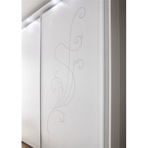 Nevea LED Sliding Wooden Door Wardrobe In Serigraphed White